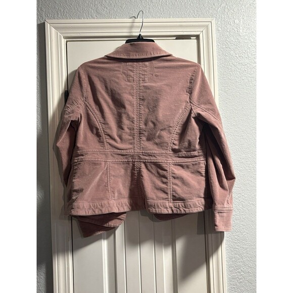 Sonoma Button Up Collared Jacket Pink Suede Petite Medium Romantic Renaissance - Picture 7 of 7